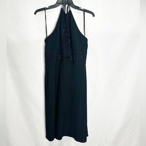 Jones New York Black Beaded Halter Dress